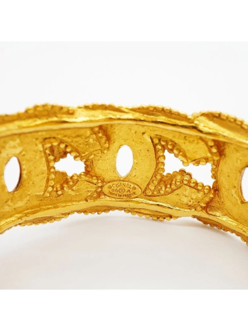 Chanel Bangle Vintage CC Logo Gold Plated Bracelet